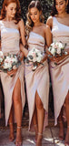 Custom One Shoulder Simple Unique Beach Short Bridesmaid Dresses BD080