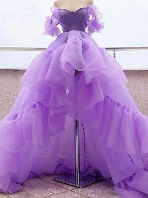 Custom Purple High-Low Princess Gorgeous Prom Dresses Online PD075