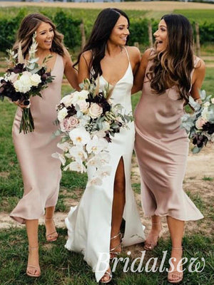 Custom Soft Beach Simple Formal Long Bridesmaid Dresses BD062