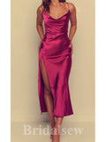 Dark Fuchsia Mermaid Simple Spaghetti Straps Custom Long Prom Dresses, Formal Bridesmaid Dresses  PD1090