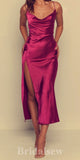 Dark Fuchsia Mermaid Simple Spaghetti Straps Custom Long Prom Dresses, Formal Bridesmaid Dresses  PD1090