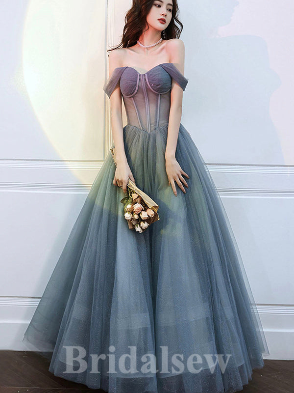 Dark Gray Off the Shoulder Sparkly Princess Modest Popular Long Women Evening Prom Dresses PD816
