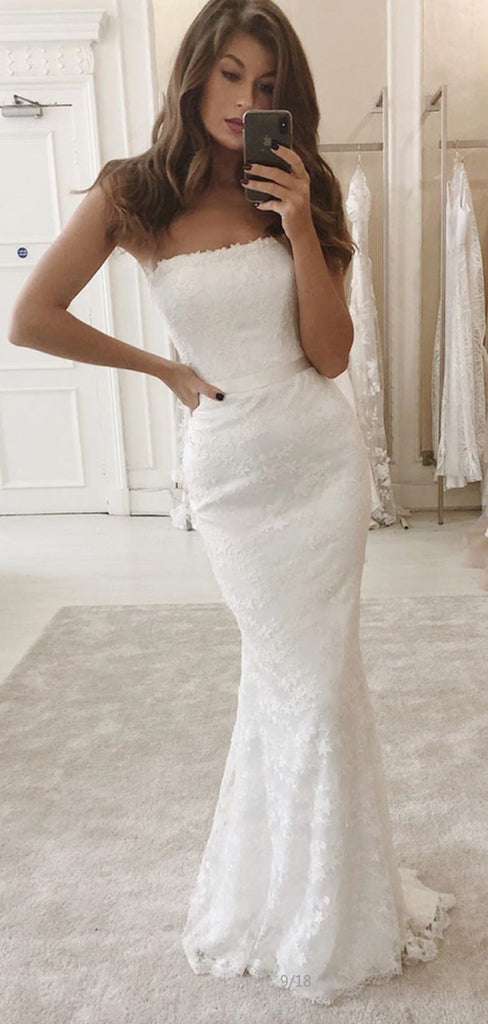 Detachable Unique Lace Strapless Vintage Beach Wedding Dresses WD032