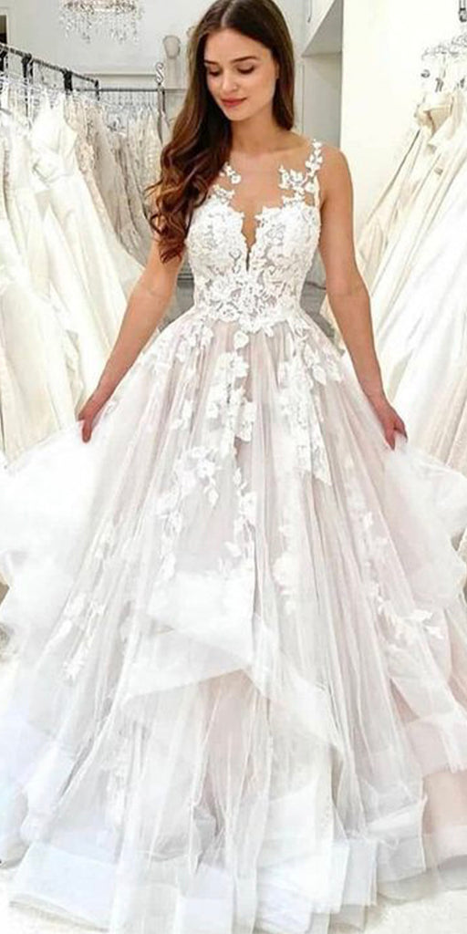 Dream A-line Sleeveless Garden Vintage Elegant Beach Long Wedding Dresses WD265