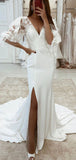 Dream Mermaid Half Sleeves Unique Vintage Garden Beach Long Wedding Dresses WD243