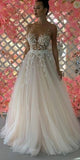 Dream Unique A-line Garden Vintage Elegant Beach Long Wedding Dresses WD264