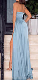 Dusty Blue Mermaid Formal Black Girls Slay Elegant Evening Modest Long Prom Dresses PD472