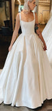 Elegant A-line Satin Sleeveless Vintage Dream Beach Long Wedding Dresses WD216