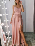 Elegant  A-line Spaghetti Straps Sleeveless Modest Long Prom Dresses, Evening Dress PD440