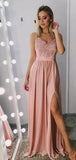 Elegant  A-line Spaghetti Straps Sleeveless Modest Long Prom Dresses, Evening Dress PD440