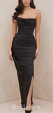 Elegant Black Mermaid Fashion Long Strapless Best New Evening Prom Dresses PD1200