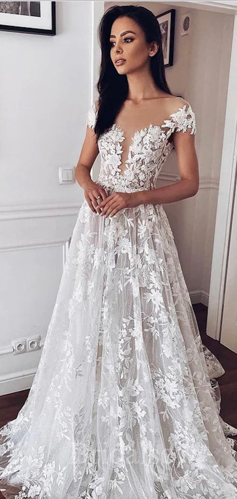 Elegant Classic Romantic Fairy Lace Beach Vintage Long Wedding Dresses bridalsew Elegant Classic Romantic Fairy Lace Beach Vintage Long Wedding Dresses bridalsew