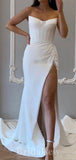 Elegant Satin Strapless Mermaid Unique Garden Vintage Dream Beach Long Wedding Dresses WD506