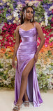 Elegant Spaghetti Straps Satin New Long Mermaid Party Women Evening Prom Dresses PD918