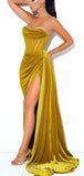 Fashion Strapless Unique Mermaid Velvet Long Women Evening Prom Dresses PD800
