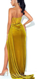 Fashion Strapless Unique Mermaid Velvet Long Women Evening Prom Dresses PD800