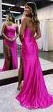 Fuchsia Popular Best Spaghetti Straps Stylish Unique Mermaid Long Party Evening Prom Dresses, PD1259