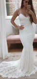 Full Lace Mermaid Spaghetti Straps Vintage Beach Long Wedding Dresses WD271