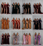 Green Long Sleeves Mismatched Mermaid Long Slit Formal Bridesmaid Dresses BD187