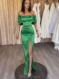 Green Mermaid Unique Formal Black Girls Slay Elegant Evening Modest Long Prom Dresses PD477