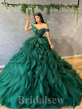 Green Modest A-line Gorgeous Long Women Evening Prom Dresses, Elegant Ball Gown PD828