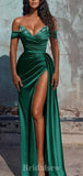 Green New Mermaid Off the Shoulder Satin Popular Long Stylish Evening Prom Dresses, PD1229