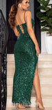 Green Sequin Sparkly Glitter Straps New Long Mermaid Party Women Evening Prom Dresses PD917