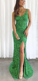 Green Sequin Sparkly Mermaid Elegant Formal Long Prom Dresses, Evening Dress PD418