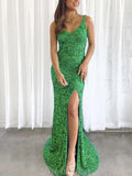 Green Sequin Sparkly Mermaid Elegant Formal Long Prom Dresses, Evening Dress PD418