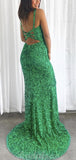 Green Sequin Sparkly Mermaid Elegant Formal Long Prom Dresses, Evening Dress PD418