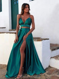 Green Spaghetti Straps Simple Party Women Long Evening Party Prom Dresses PD571