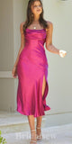 Hot Pink Mermaid Simple Spaghetti Straps New Formal Long Evening Prom Dresses PD1084