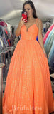 Hot Pink Sparkly Sequin A-line Straps Stylish Long Women Evening Prom Dresses PD746