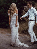 Lace Mermaid Beach Most Popular Unique Wedding Dresses WD065