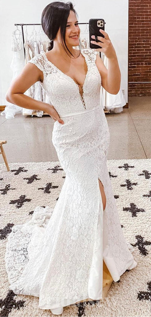 Lace Newest Best Mermaid Classic Fitted Beach Vintage Long Wedding Dresses WD391