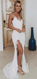 Lace Spaghetti Straps Mermaid Vintage Dream Beach Long Wedding Dresses WD212