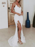 Lace Spaghetti Straps Mermaid Vintage Dream Beach Long Wedding Dresses WD212