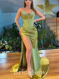 Long Fashion Satin Elegant Mermaid Sleeveless Popular Modest Prom Dresses PD1149