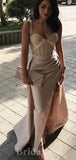 Long Mermaid Modest Plus Size Slit Elegant Women Evening Prom Dresses PD909