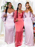 Long Sleeves Black Girls Plus Size Bridesmaid Dresses, Long Mermaid Party Evening Prom Dresses PD921