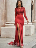 Long Sleeves Fashion Popular Real Made Mermaid Long Women Evening Prom Dresses PD784