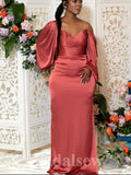 Long Sleeves Stylish Plus Size Bridesmaid Dresses, Long Mermaid Party Evening Prom Dresses PD923