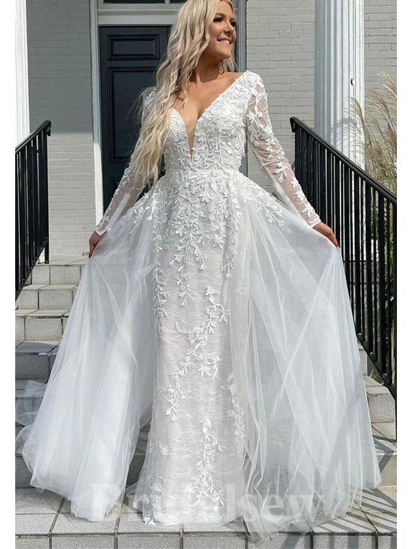 Luxurious Mermaid Fantasy Detachable Beach Vintage Long Wedding Dresses WD372