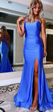 Mermaid Blue Sexy Simple Modest Long Evening Prom Dresses PD227