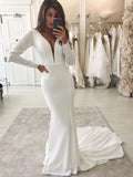 Mermaid Country Vintage Long Sleeves Elegant Simple Wedding Dresses WD051