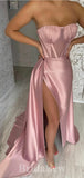 Mermaid Dusty Pink Stylish Satin Strapless Glitter Long Party Women Evening Prom Dresses PD691