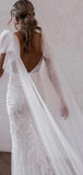 Mermaid Elegant Unique Lace Fantasy Luxurious Beach Vintage Long Wedding Dresses WD376