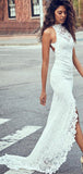 Mermaid Full Lace Vintage Beach Long Wedding Dresses WD047