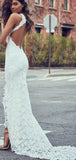 Mermaid Full Lace Vintage Beach Long Wedding Dresses WD047