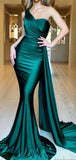 Mermaid Green One Shoulder Unique Design Party Long Prom Dresses PD171